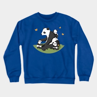 Panda Family Illustration Crewneck Sweatshirt